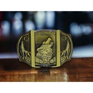 Howling Wolf Lighter Belt Buckle Bronze Finish Metal Buckle Free Laser Engraving